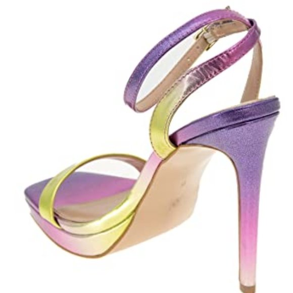 BCBGeneration Cadence Open Toe Strappy Metallic Ombre Sandal Heel sz 8 NWT - Picture 8 of 8